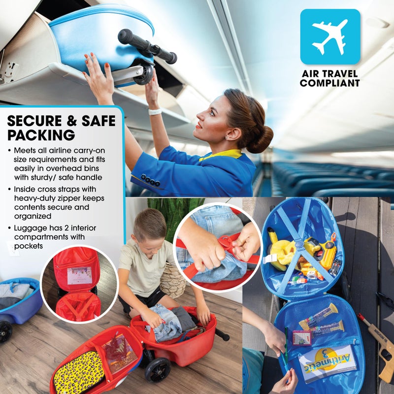 KIDDIETOTES 3-D Hardshell Luggage Scooter for Kids - Lightweight Rideable Luggage for kids - Fits in Overhead Bins - LED Light Up Wheels - Image 4